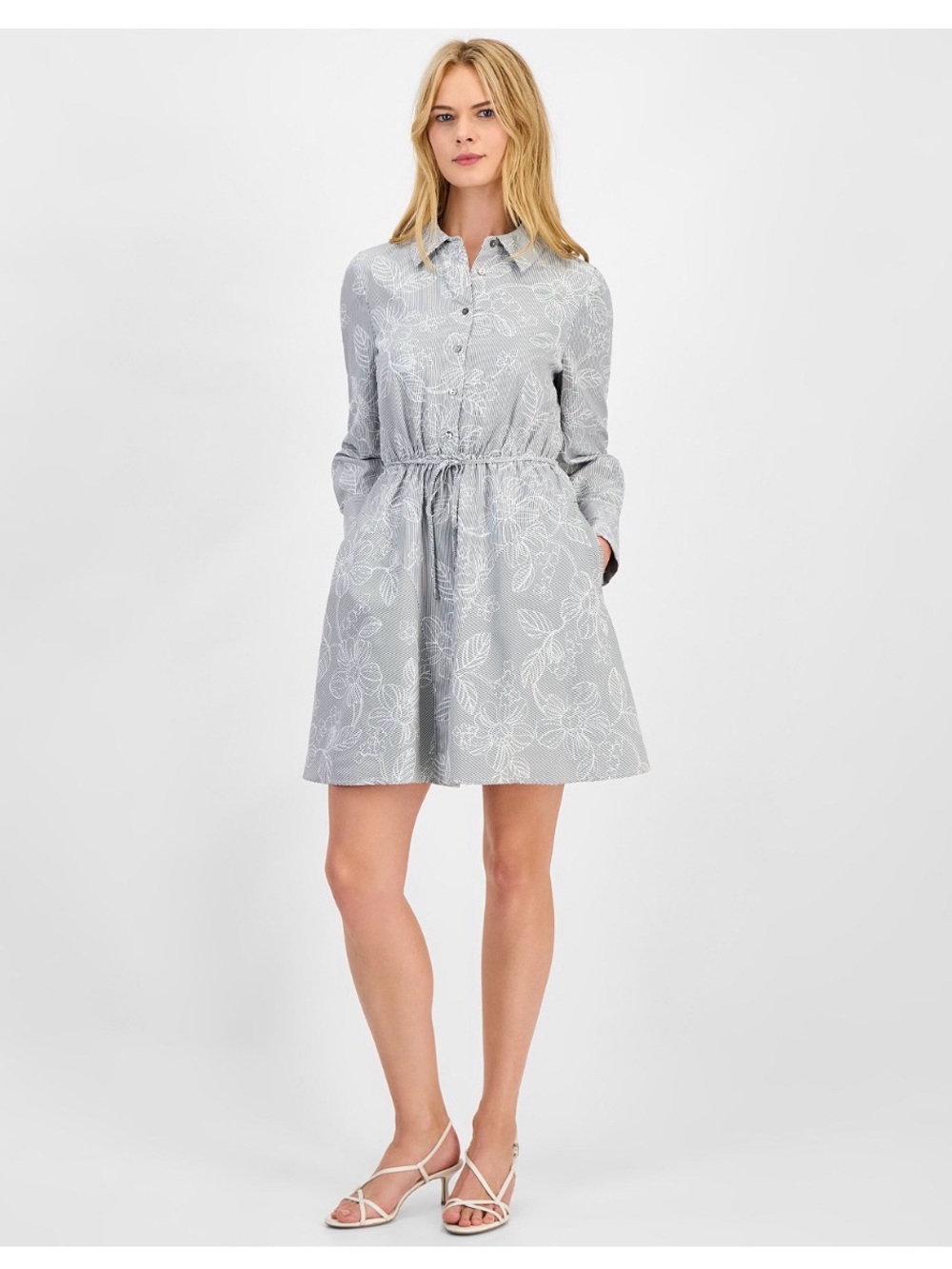 Sam Edelman Floral Shirtdress - Light Gray